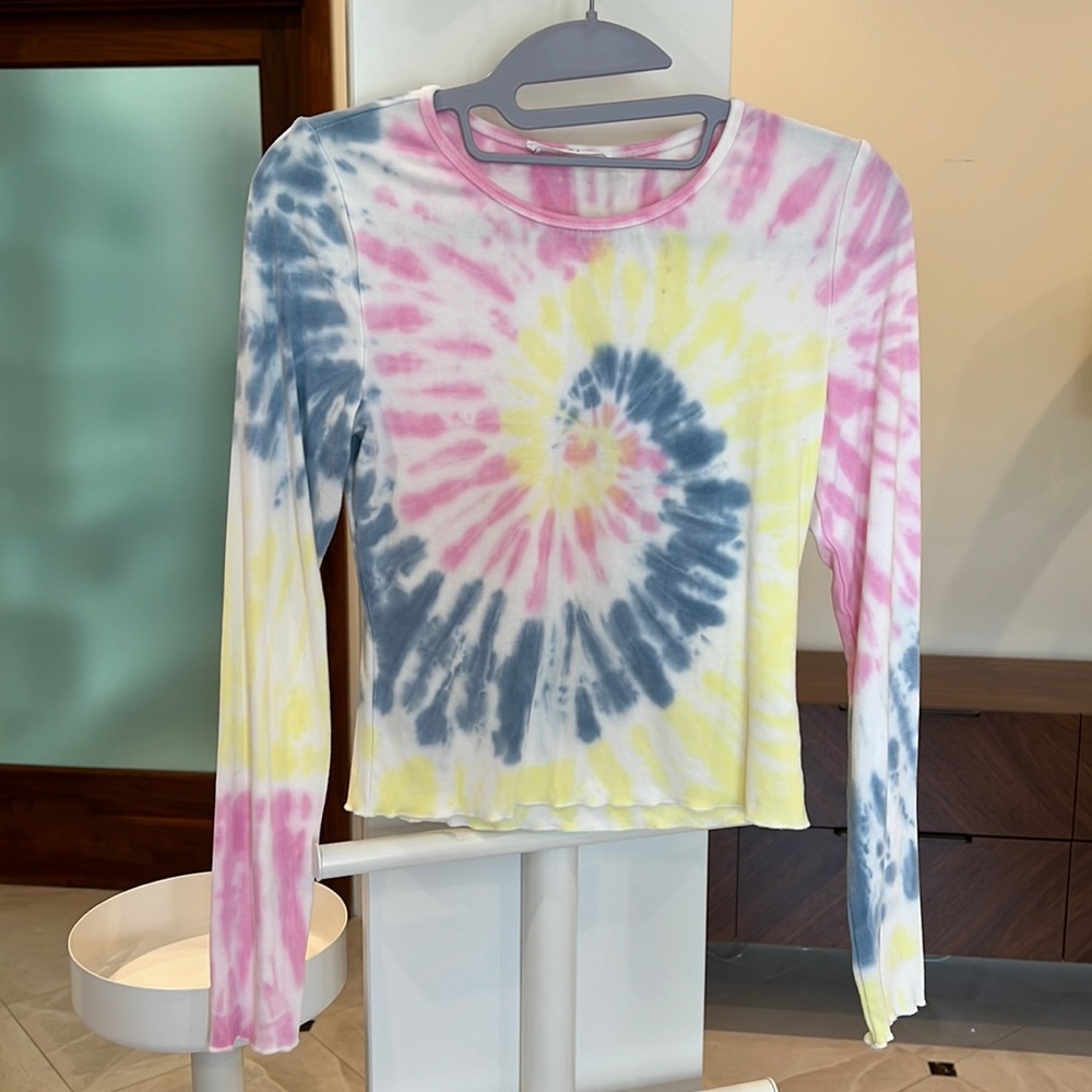 Nordstrom Rack Long Sleeve Pastel Tie Dye Top Ruffled Edges